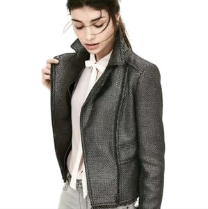 Banana Republic Metallic Gunmetal Tweed Jacquard Blazer Jacket